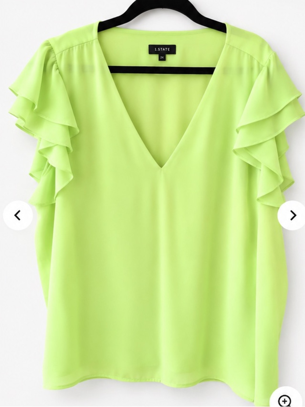 1. State Neon Lime Ruffle Sleeve V-Neck Blouse